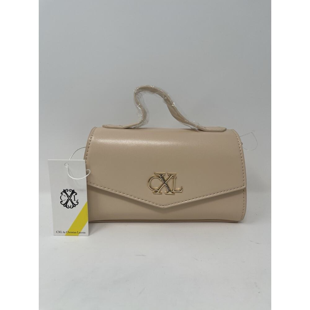 CXL‎ Christian Lacroix Laine Matte Patent Top Handle Crossbody Panna Cotta Beige